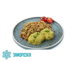 Ланч № 07 Маш с овощами и оладьями из зеленого горошка